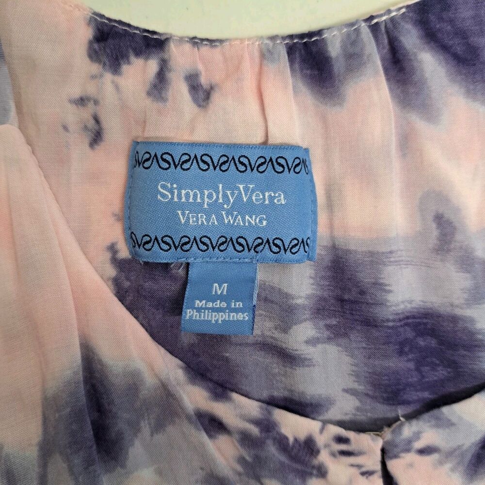 Simply Vera Vera Wang Pink & Purple Flora Tie-Dye Halter Dress Women's Size M - Picture 6 of 8